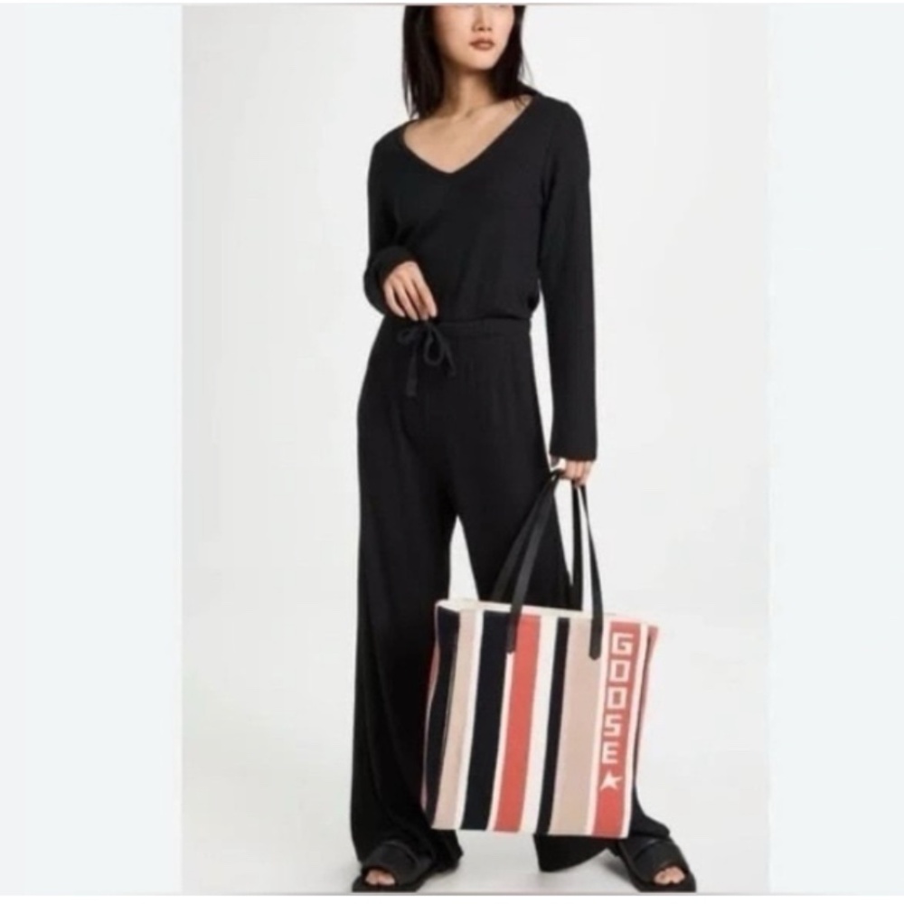 Beyond Yoga Black So Chic Ribbed Long Sleeve Jumpsuit Medium